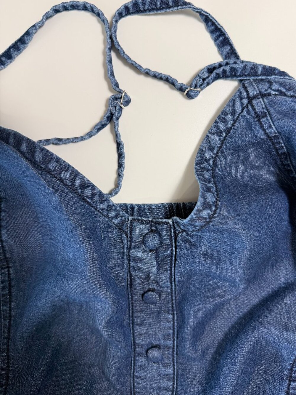 Dynamite Blue Denim Jumpsuit with Straps and Buttons - Picture 4 of 11